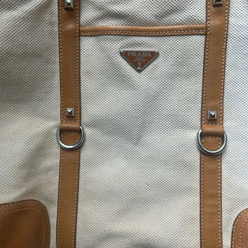 Authentic Prada Tan and Brown Women's Tote Bag, EUC